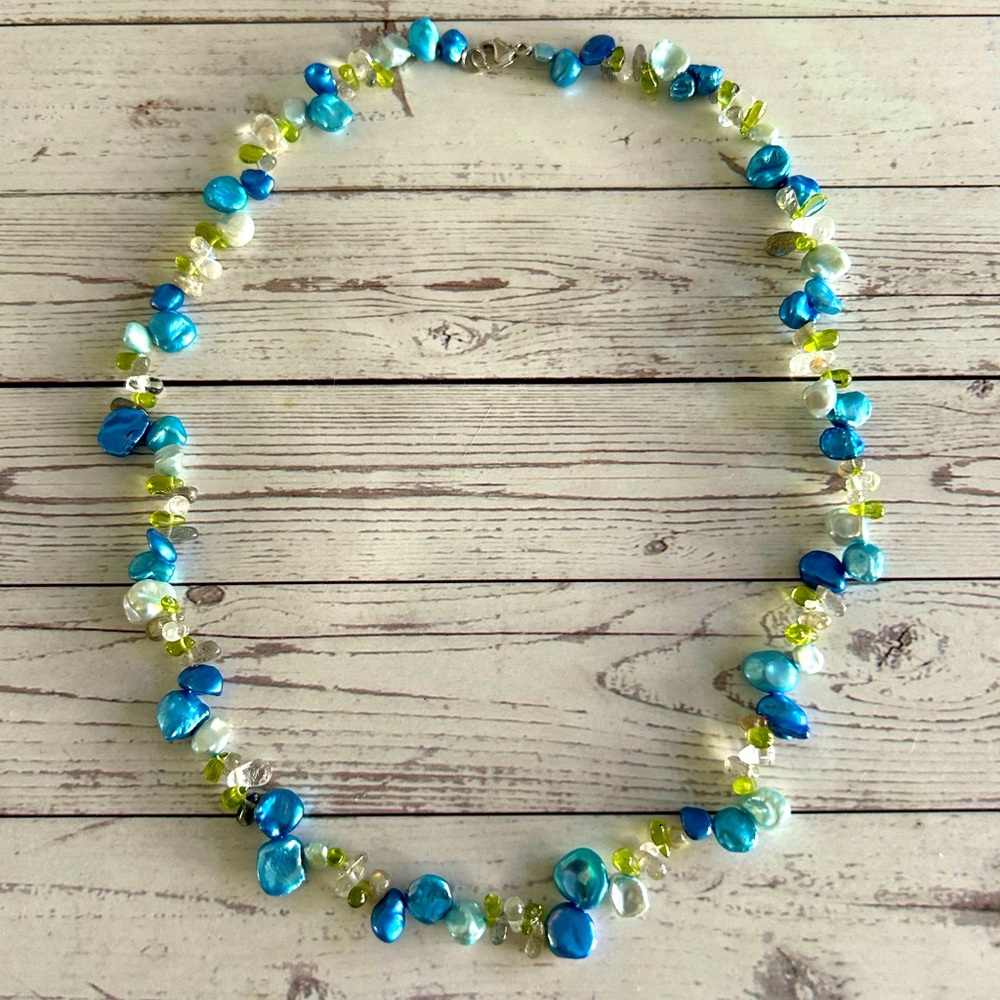 Keshi pearl and gemstone necklace by Honora